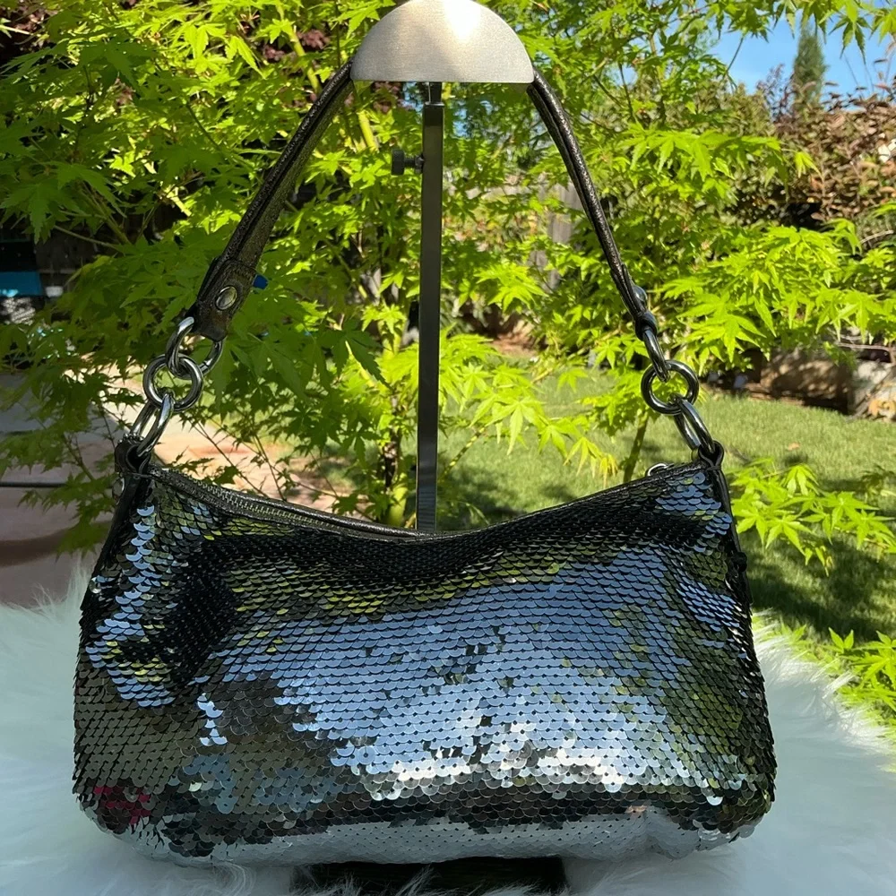 Coach Poppy Y2K Silver Sequin Groovy Shoulder Crossbody Hand Bag - Picture 11 of 16